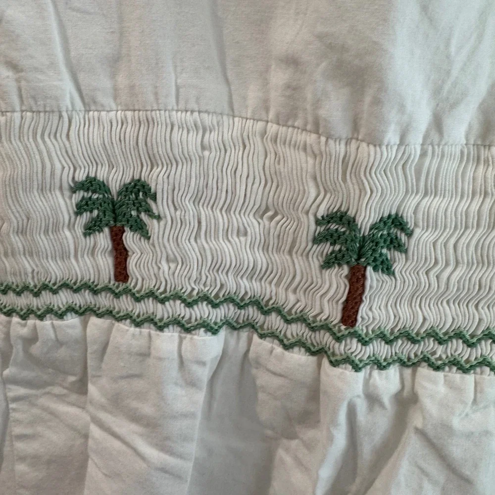 Fantaisie Kids White Cotton‎ Smocked Palm Tree Top and Pants Set Girls Size 6